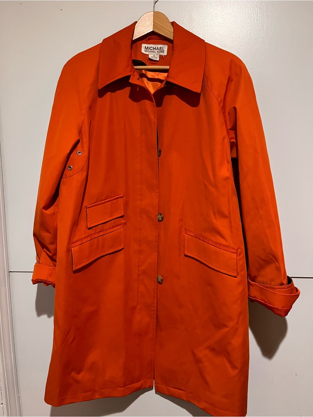 Michael Kors Women's Bright Orange Single-Breasted Trench Coat